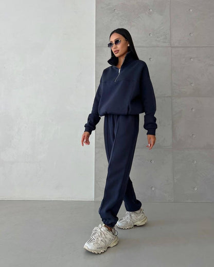 Contrast Zip Tracksuit Two-Piece Set & Active Coord
