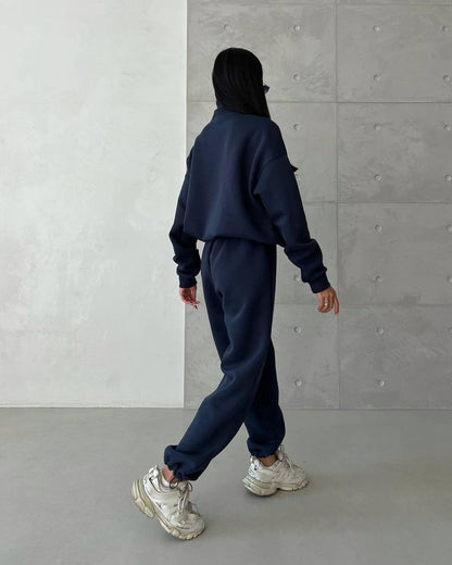 Contrast Zip Tracksuit Two-Piece Set & Active Coord