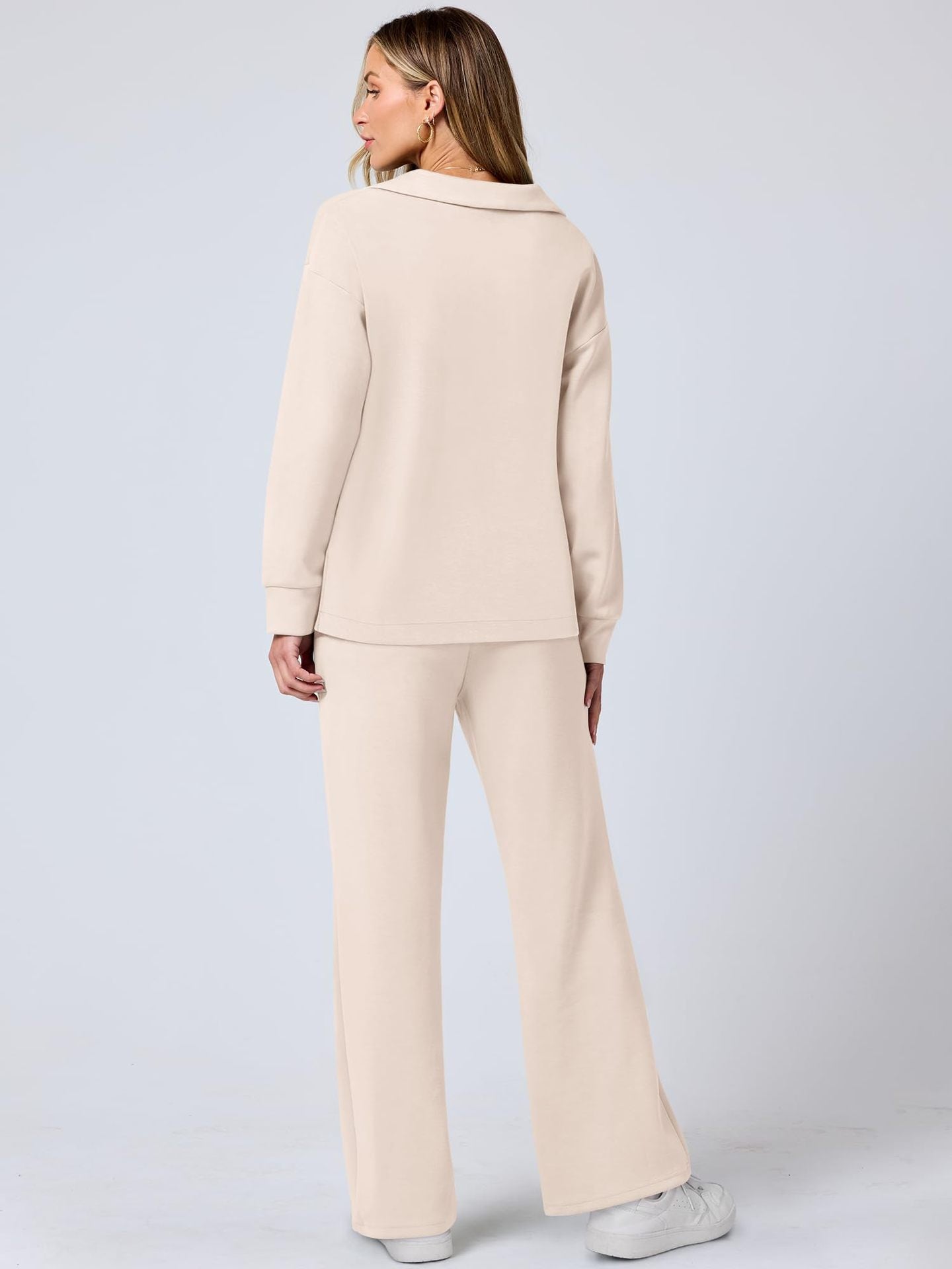 V-Neck Pullover & Straight-Leg Pants Two-Piece Set